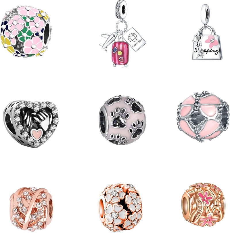 Acrobious 9PCS European Charms Beads Pendant For Bracelet, Charms DIY Bracelets Necklace Jewellery Gift - Image 1